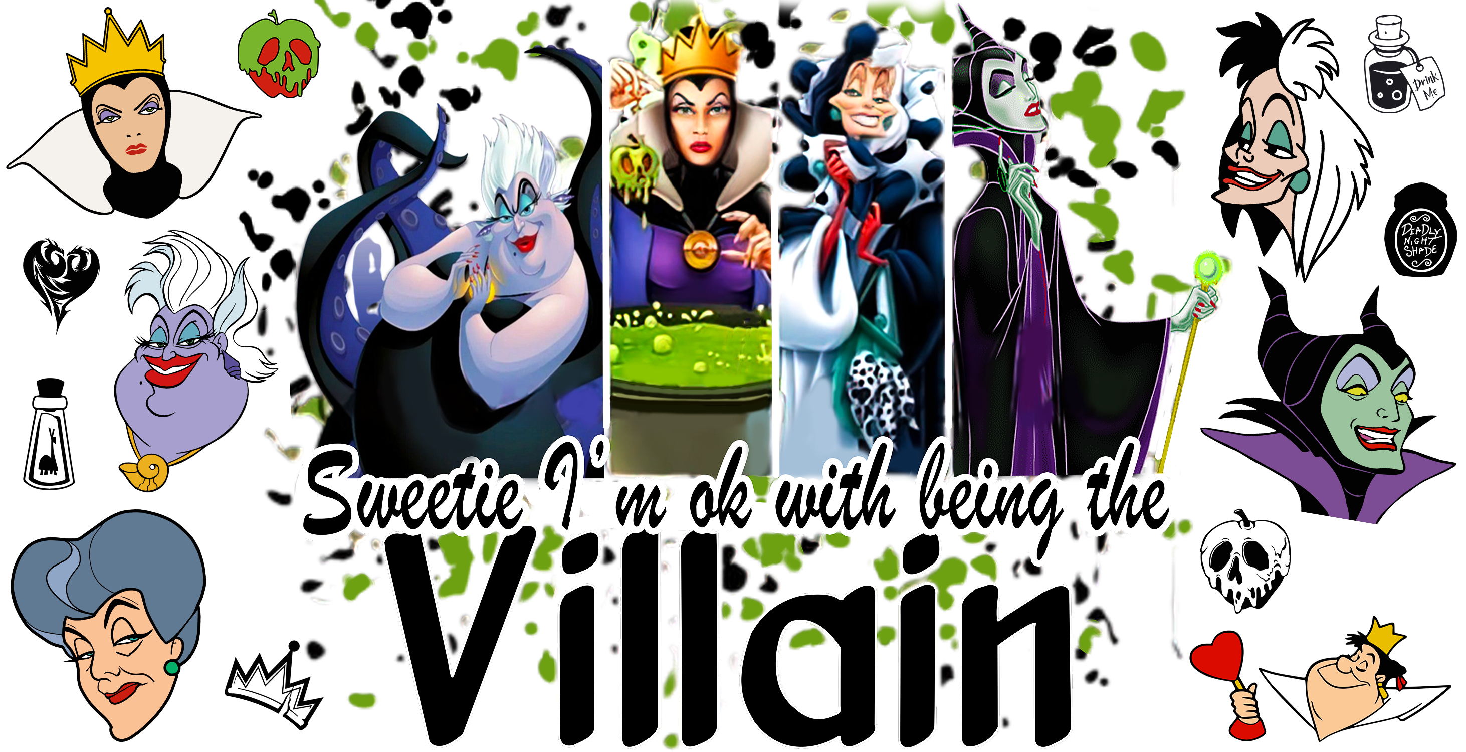 I'm Ok With Being a Villains 16oz Glass Can, Ursula Cruella, Maleficent Evil, Villains Sublimation, Villains