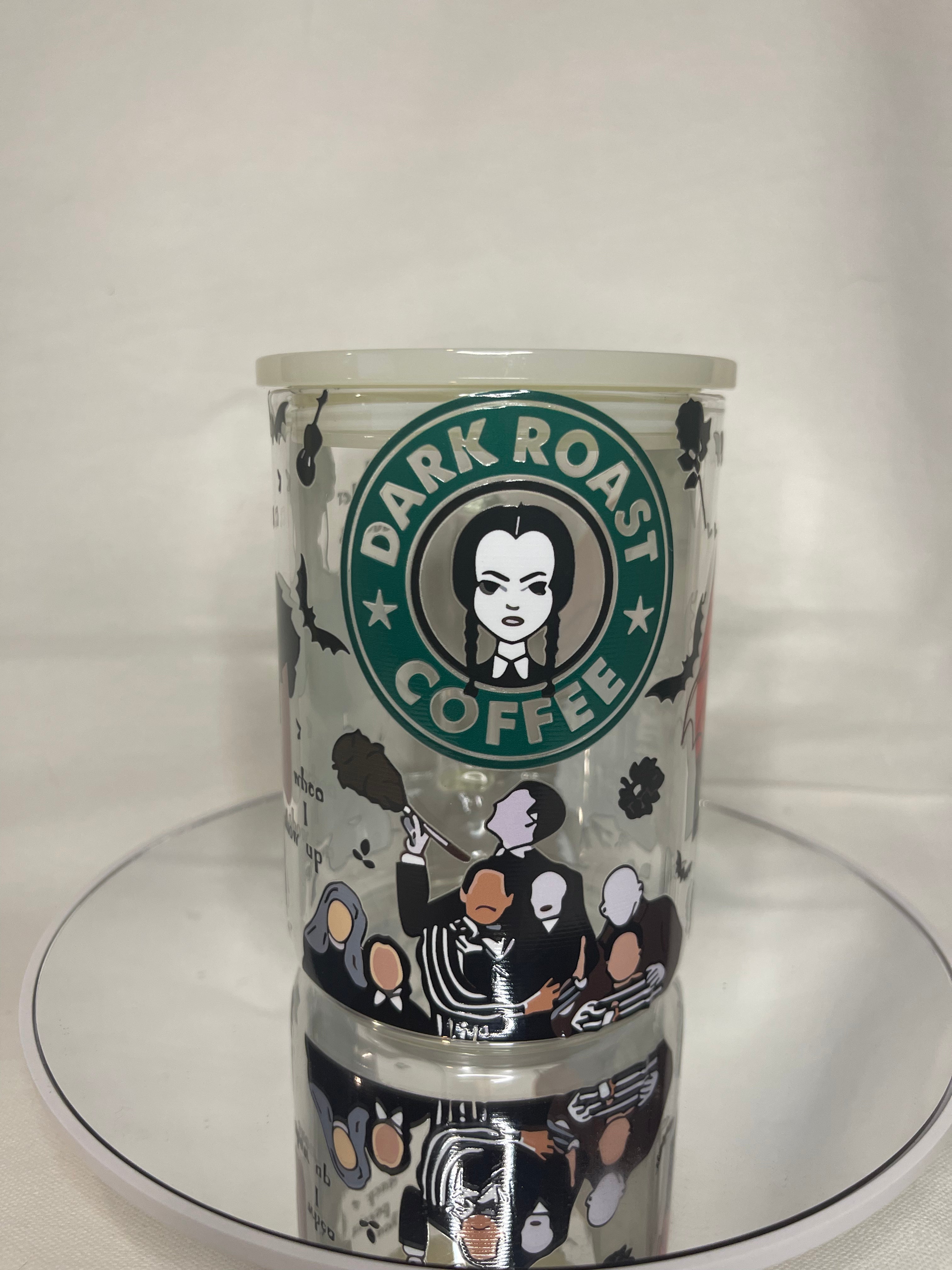 Dark Roast Wednesday Mug with Lid and Glass Straw