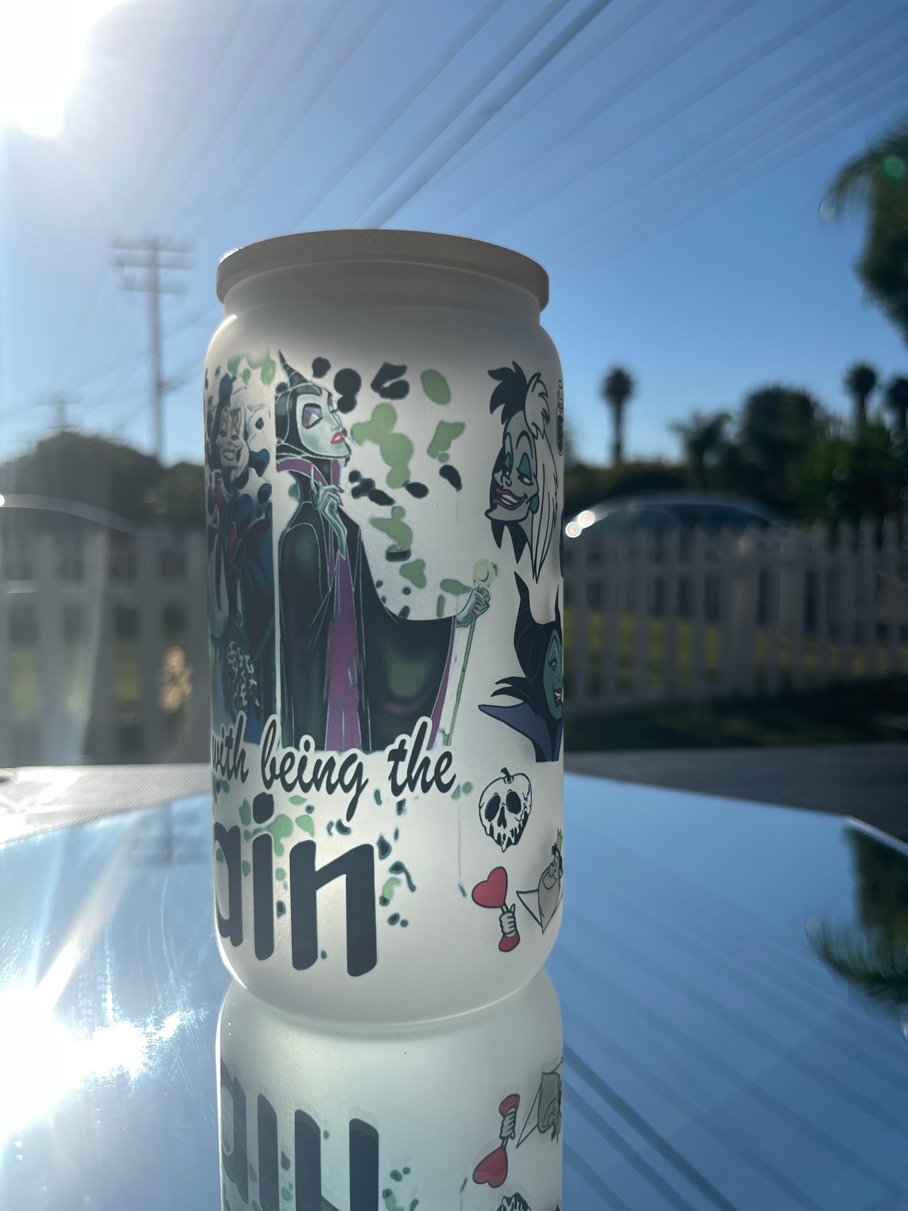 I'm Ok With Being a Villains 16oz Glass Can, Ursula Cruella, Maleficent Evil, Villains Sublimation, Villains